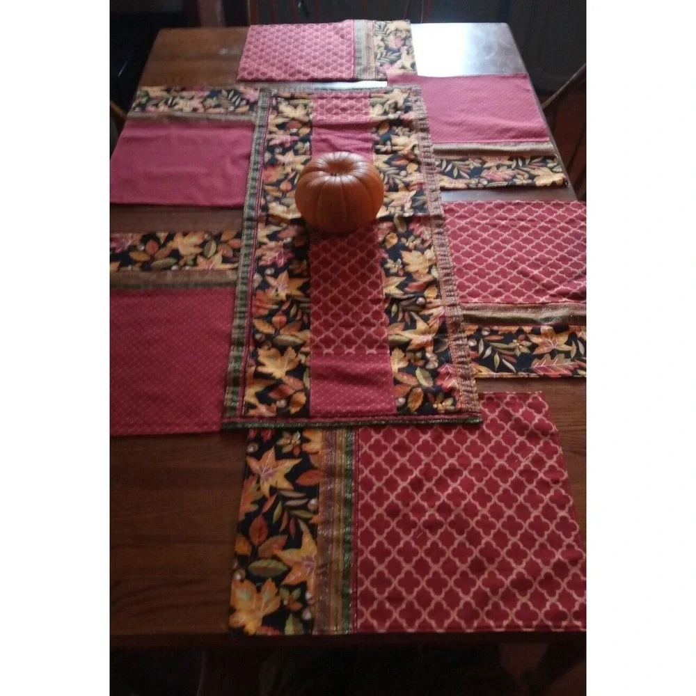 Thanksgiving Autumn‎ Fall Harvest  Placemats Set of 6 with Table Runner 36